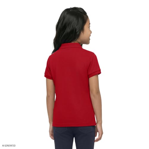 Image of IZOD Girls' School Uniform Short Sleeve Polo Shirt, Button Closure, Comfortable & Soft Interlock Fabric