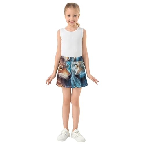 Athletic Shorts for Girls Skorts Abstract Wolf Tennis Skirts for Kids Running Teen Cheer 3t3