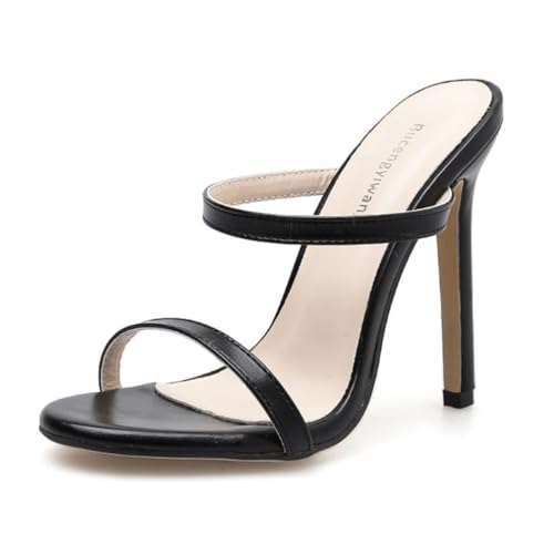 Women's Stiletto Heels Slip on Mules Round Open Toe High Heels Pump Fashion Sexy Party Sandals Shoes