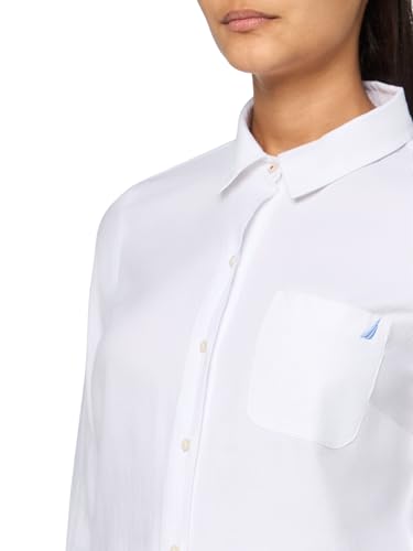Image of Nautica Women's Button Front Long Sleeve Roll Tab Shirt