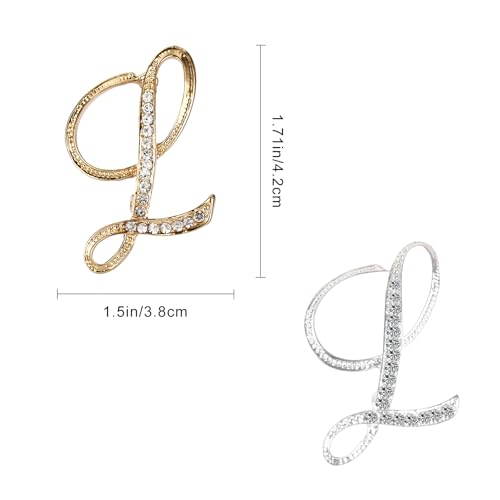 Image of Letter Brooch Pins, Alloy Lapel Pin Gold and Silver for Women, Girls, Men