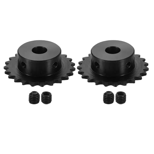 uxcell 2 Pcs #25 Chain Roller Sprocket 10mm Bore, 23 Tooth C45 Carbon Steel ANSI #25 Roller Sprocket Round Hole with Set Screws for ISO 04C Chain