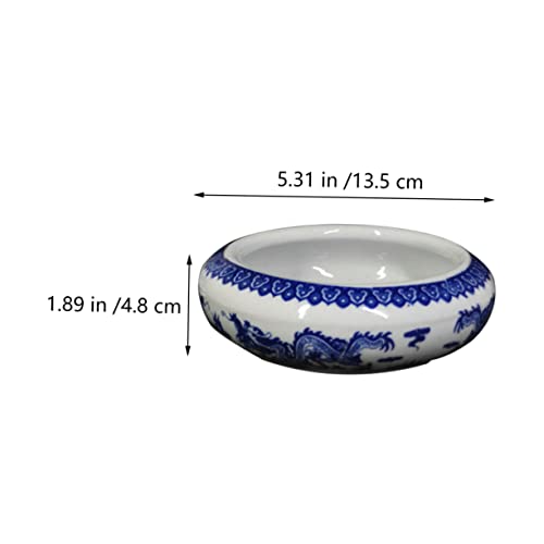 Pot à pinceaux céramique bleu blanc pour bureau - 5