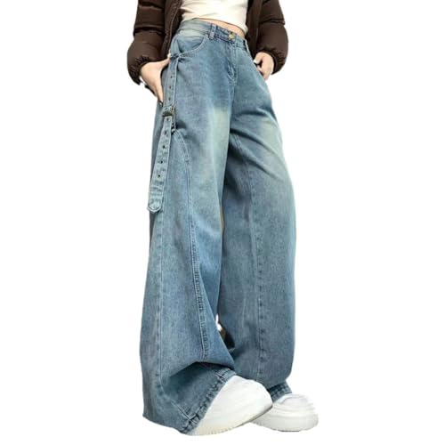 LAFOURAM Petite Jeans for Women 5 FT Short Wide Leg Baggy Y2K Streetwear Designer Denim Pants