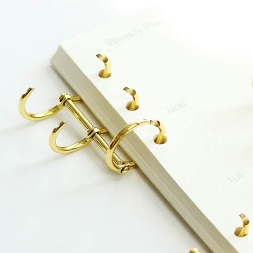Image of KRAFTMASTER 2 Pcs Gold Book Rings, 3 Holes Metal Loose Leaf Binder Rings, Ring Snap Split Hinged for Notebook Diary Photo Album Binding-(30mm Big Size)