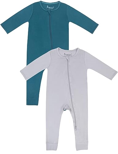Image of Jimonda Baby Romper Boys Girls Bamboo Pajamas 2-Way Zipper Footless Unisex Long Sleeve Sleepers Sleep and Play 0-24 Months