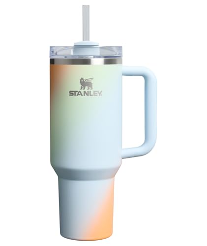 Image of STANLEY Quencher H2.0 Tumbler with Handle and Straw 40 oz | Flowstate 3-Position Lid | Cup Holder Compatible for Travel | Insulated Stainless Steel Cup | BPA-Free | Sunrise Spiral