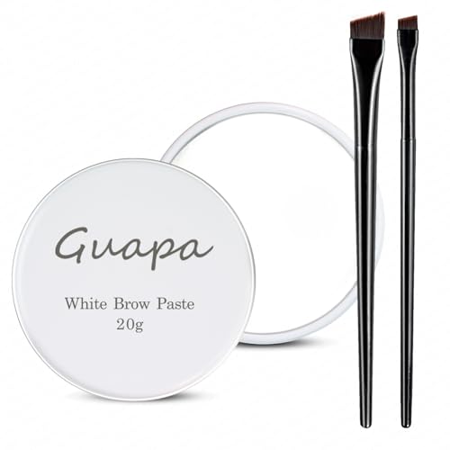 Pâte Blanche de Cartographie Sourcils 20g, Outil de Contour Lèvres et Sourcils, 2 Brosse, Outil de Traçage pour Esquisse et Contour (Kit 3 - Boîte Blanche)