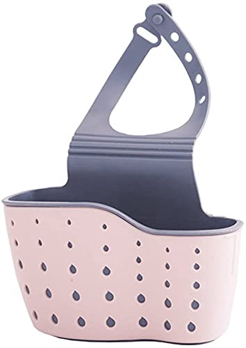 BeFunky Double Layer Sink Hanging Pouch Kitchen Drainer Organiser Storage Holders Bathroom Storage Shelf Soap Holders Racks Eco-Friendly Storage Basket (Pink)