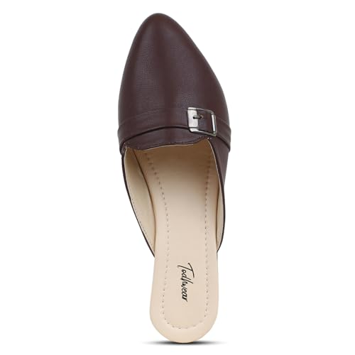 Image of Todhwear Flats Slip On Backless Loafers Womens Slides Shoes Office Mules | Casual Flats Slides Mules for All Day Comfort | Flat Fashion Sandals |