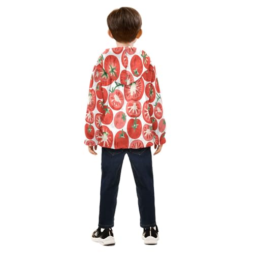 Tomato Pattern Print with Slices Toddler Fleece Jacket Girl Boys Hooded Fleece Jacket Coat Warm Outwear Zip-up 3-10T4