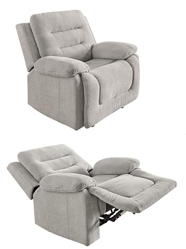 Gemütlicher Fernsehsessel mit Federkernpolsterung und Wellenfedern B101/T98/H103 cm, verstellbarer TV-Sessel durch praktische halbautomatische Relaxfunktion, Bezug Chenille in Grau / 15501