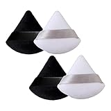 4 Dreieckige Puderquasten, nass trockener weicher Puderschwamm für lose Puder/kosmetische Grundierung, waschbare und wiederverwendbare dreieckige Make-up-Schönheitsquaste, 2 Schwarz und 2 Weiß