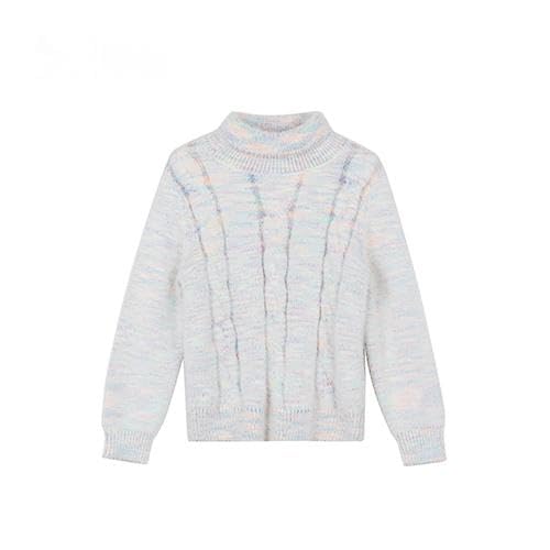 Girls Cotton Knit Sweater, Crew Neck, Long Sleeve, Winter Pullover Multicolor