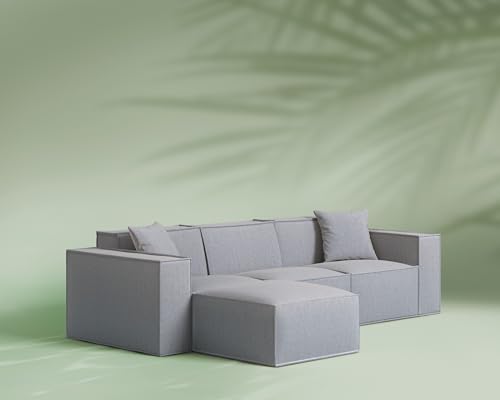Image of ROVE LAB M1 Outdoor Sectional Sofa - Modular Patio Couch, Weather-Resistant SolarWeave Fabric, EcoDry SmartFoam Fast-Dry Cushions, YKK Zip-Linked, Tool-Free Setup (Comet Mist)