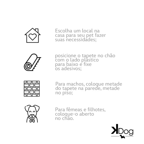 Tapete Higiênico Descartável para Cães, KDog, 30 unidades, Branco, Tamanho total 60cm X 80cm, Tamanh