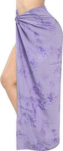 Preisvergleich Produktbild LA LEELA Frauenstrandbadebekleidung Badeanzug glatt skrirt Sarong violett Rayon Bikini