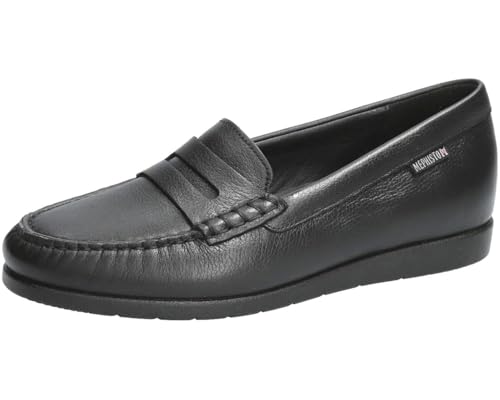 Mephisto, Volga Ceylan, Femme Mocassin Noir Cuir légèrement grainé UK7-40 2/3 EU