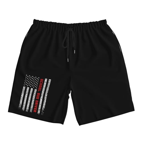 School Bus Driver USA Flag Men's Quick-Dry Board Shorts 7