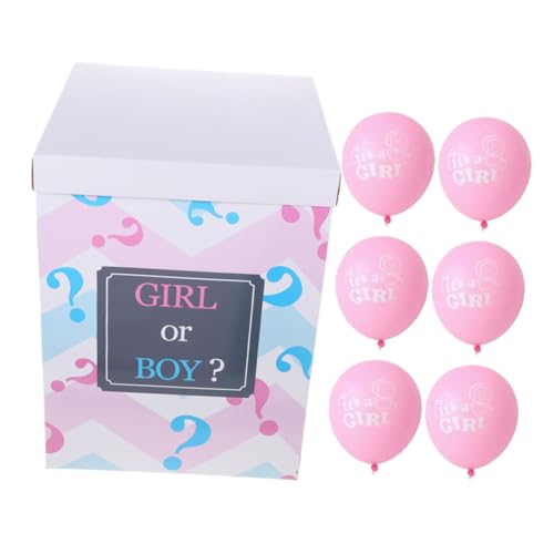 IMIKEYA Caja de Globos para Revelación de Género con Globos Rosas y Blancos Decoración para Shower Unisex Fácil de Montar Materiales Resistentes y Seguro para Bebés