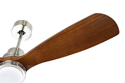 Stamo 52-inch Ceiling Fan with LED Lights, Indoor Ceiling Fan with Light, Remote Control, Delta-Wing Timing Function, Super Noiseless 3 Blades Distressed Koa Brushed Nickel