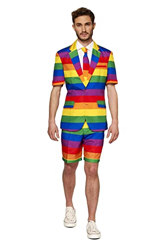 Suitmeister Anzug für Herren besteht aus Sakko, Hose und Krawatte, Summer Rainbow, XXL