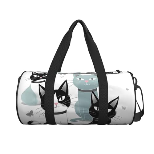 Travel Bag For Women,Black And White Cats Print Personal Item Duffle Bags,Weekend Travel Duffel Tote Bag,Travel Sport Gym Bag For Men,Airplane Travel Essentials For Flying2
