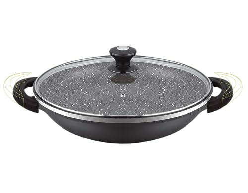 METTMANN PROFESSIONNEL - Wok 32 cm - Manche Anti-Chauffe - Fonte d'Aluminium - Revêtement anti-adhésif - Couvercle en Verre - Tous Feux dont Induction - Sans...