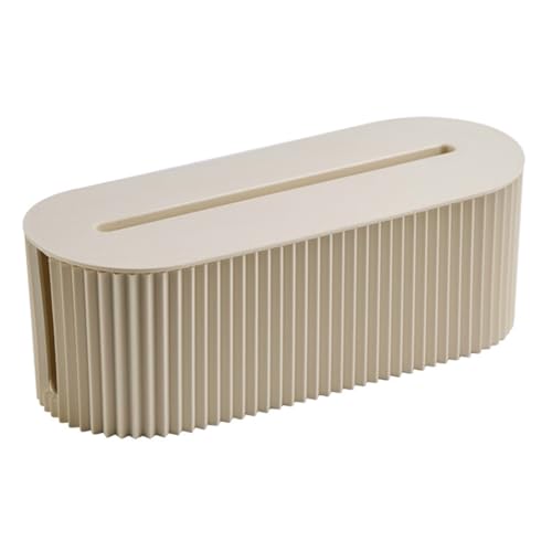 Desktop Cord Organizer Large Capacity Cord Safety Storage with Lid Surge Protectors for Hiding Messy Extension Lead(Sand color)