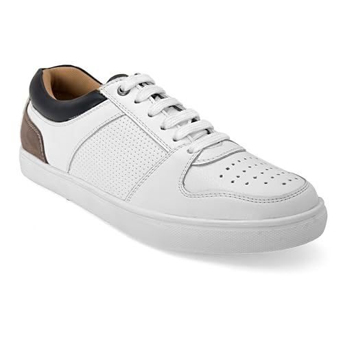 Image of STANPHORD Mens Eclipse Steps Sneakers | Perforated Chunky Casual Lace Up Shoes | Trendy Flat Sole Slip Resistance Comfortable Footwear