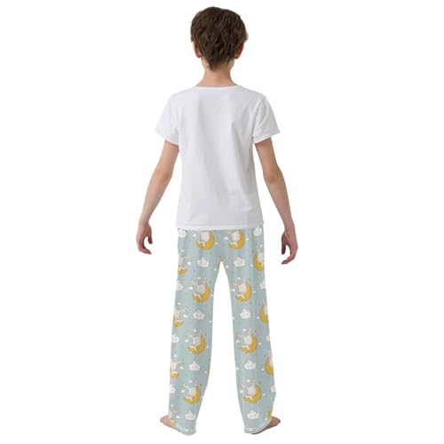ZZKKO Cartoon Bunny Moon Cloud Boys Pants for Kids Jogger Pants with Pockets S-XL3