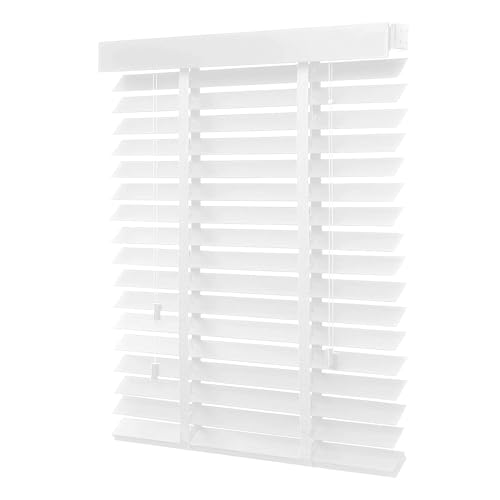 Persianas venecianas de madera de fácil ajuste para oficina, dormitorio, sala de estar, incluye accesorios, elegante tratamiento de ventana