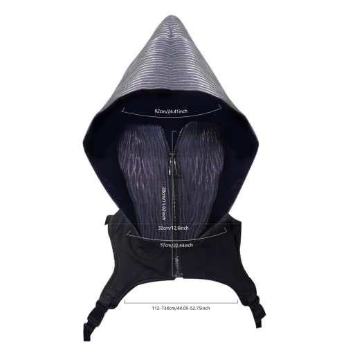 Cowl Hood Light up Hat LED Rogue Hood Cosplay Mask Luminous Festival Accessories Punk Techwear Cape Futuristic Clothing Flashing Hat for Men Glow in The Dark Outfit Outdoor Costume