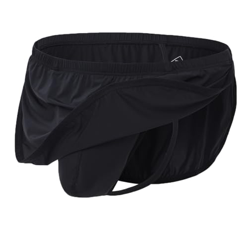 ZONBAILON Mens Sexy Boxers Shorts G-String Backed Pouch Thongs with Skirting Bulge Pouch Split Side Sleep Pajama Underwear