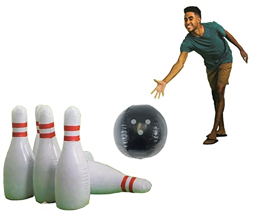 jumbo bowling set - High Five Sportswear Jumbo Inflatable Bowling Game - Indoor or Outdoor Lawn Activity Game - Giant 7 Piece Set