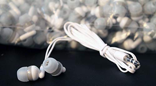 LowCostEarbuds Bulk Wholesale Lot of 25 White/Gray Earbuds Headphones
