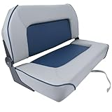 Boat Bench Seat,Low Back Double Folding Boat Seat,Seat for Bass Jon Fishing Boat(Blue)
