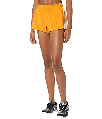 Adidas Womens Pacer 3-Stripes Woven Shorts Focus Orange/White X-Large