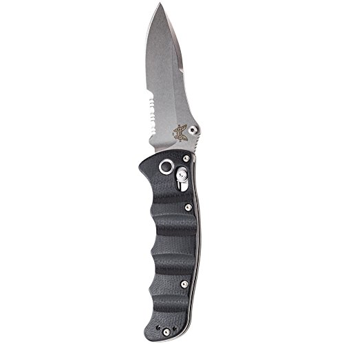 Benchmade - Nakamura Axis 484 Knife, Drop-Point Blade, Serrated Edge, Satin Finish, G10 Handle