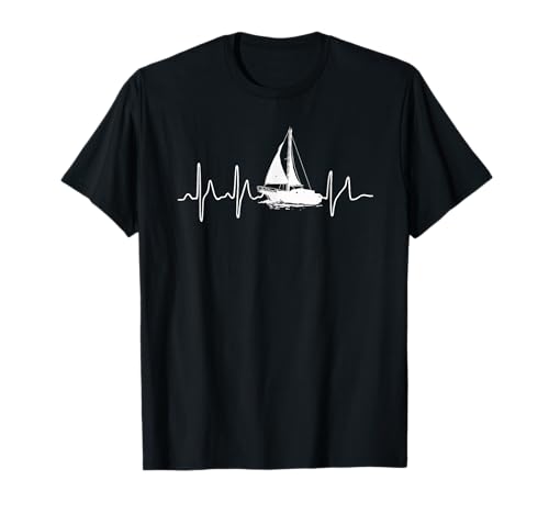 Sailor heartbeat boat bootfahren schiff seamen sailing t-shirt