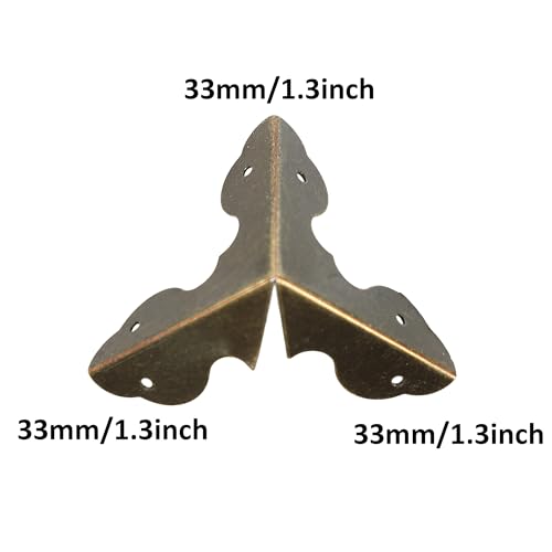 Image of 24PCS 1.3 inch Metal Box Corner Protector, Bronze Triangle Edge Decorative Case Corner Edge Guard Protector Metal Cabinet Table Edge Cover