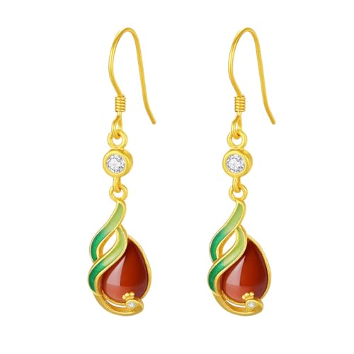 Créoles phénix avec agate rouge, le cadeau d'anniversaire idéal
