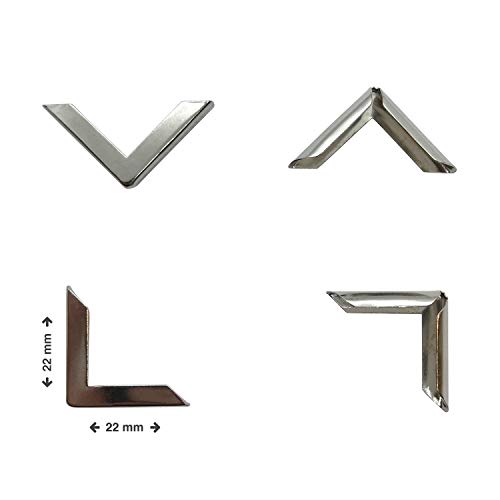 40 Buchecken / Buchbeschläge aus Metall (silber, 22 x 22 x 3,5 mm)