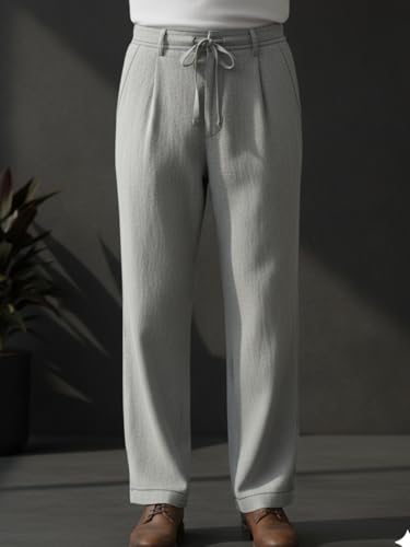 Image of Rigo Men Linen Straight Fit Korean Pants | Cotton Linen Regular Size Casual Trousers