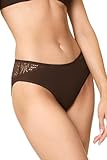 Goldenpoint Donna Intimo - Parte Bassa del Completo Intimo - Slip Fianco Medio Micro Lace Ultrasoft Taglia L Colore Marrone