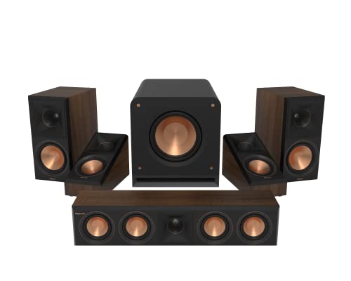 Klipsch 5.1 Walnut System - Model RP-600M II, RP-404C II, RP-500SA II, RP-1000SW