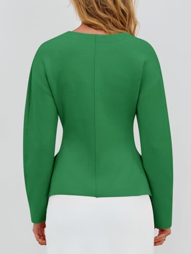 Image of Saodimallsu Womens V Neck Sweater Blazer Peplum Long Sleeve Knit Open Front Split Cardigan Sweaters