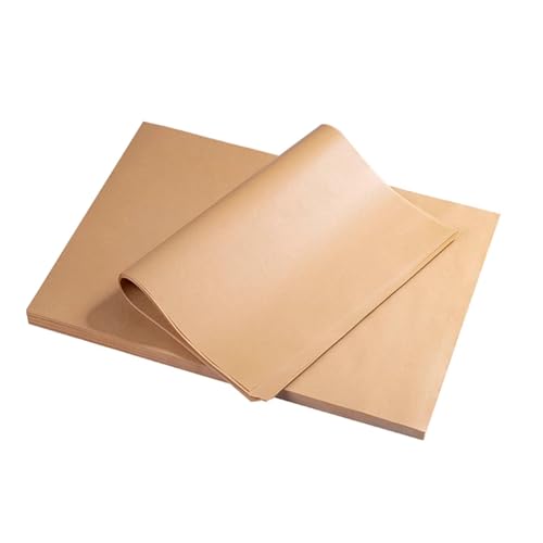 Logei Papel de horno, 100 hojas, cuadrado, resistente a la grasa, papel de pergamino sin blanquear, resistente al agua, antiadherente, papel de pergamino marrón, papel de pan de mantequilla para