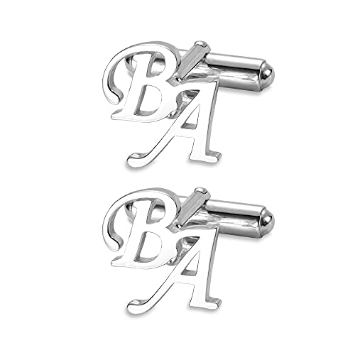Gemelos personalizados con nombre de letra para hombre, de plata de ley 925, gemelos personalizados con inicial, regalo para hombres, regalo del día del padre para papá, talla única, Plata de ley, No