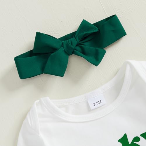 Adobabirl Baby Girl St. Patricks Day Outfit Newborn Lucky Romper Clover Layered Tulle Skirts Headband Set Irish Baby Clothes4